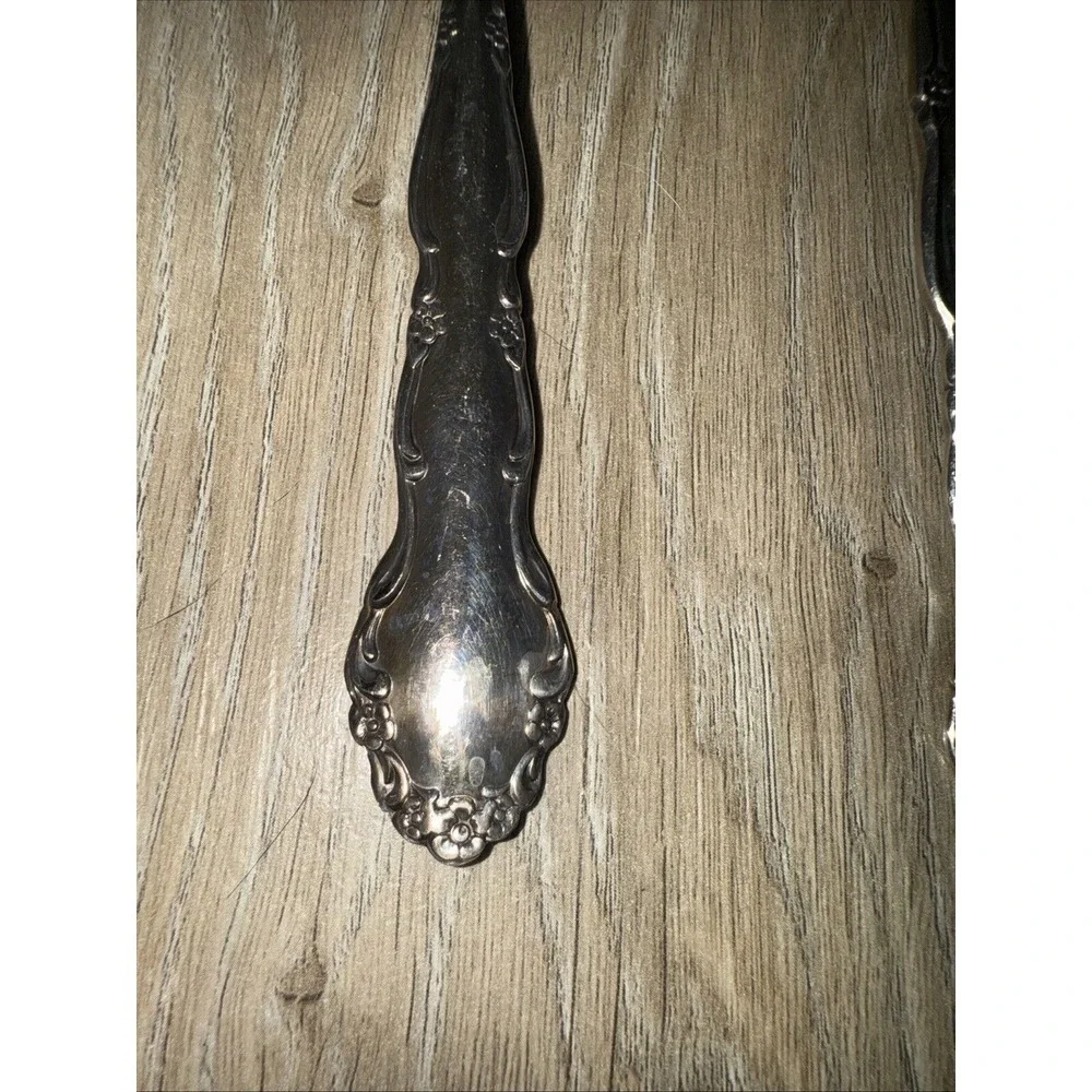 8 Pc Serving Spoons Ladle Fork Rogers Oneida Flirtation 1959 vintage Silverplate